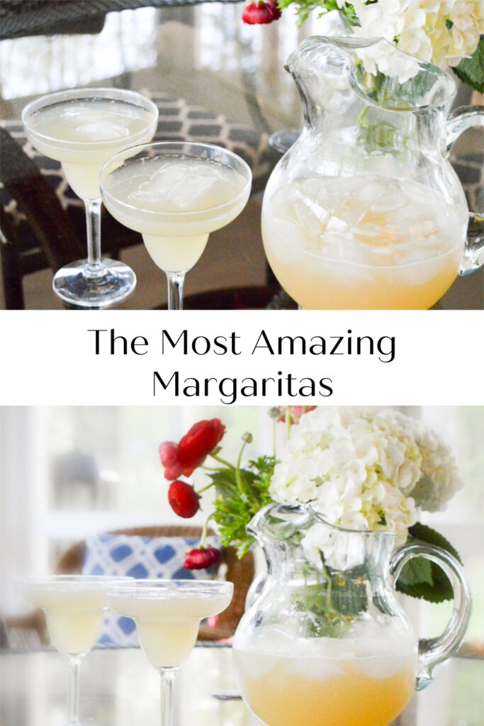 view of margaritas in pitcher and in glasses
