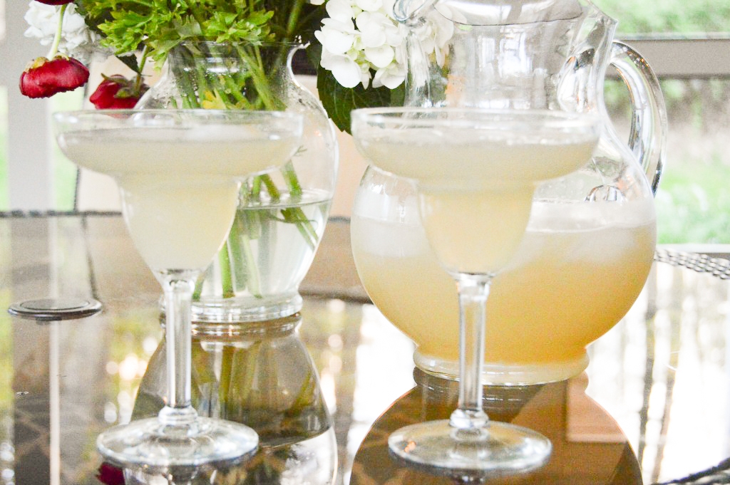 view of margaritas in pitcher and in glasses