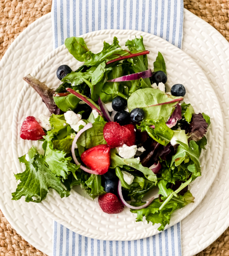 The Most Delicious Red, White, and Blue Berry Salad