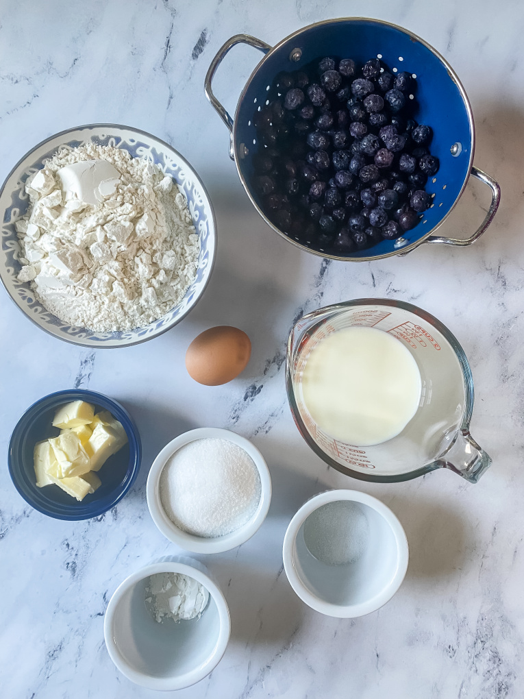 view of blueberry muffin cake ingredients