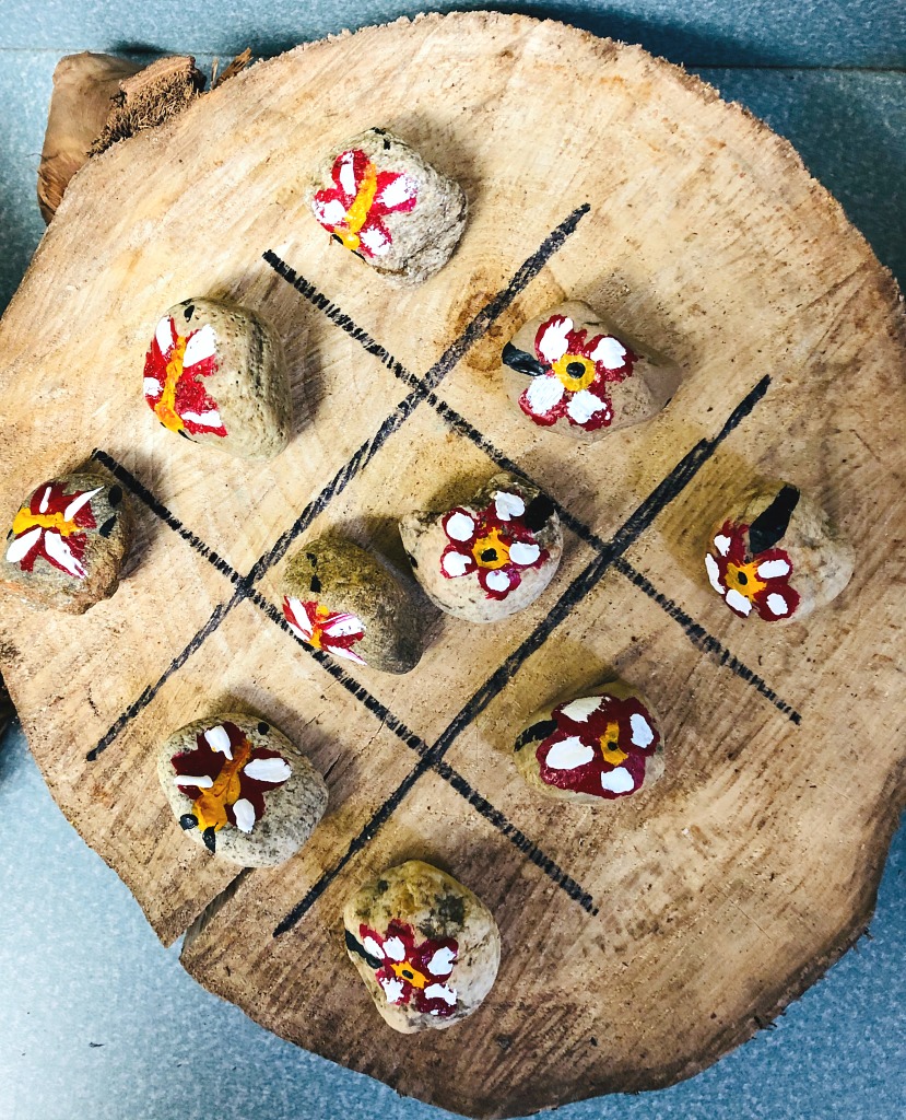 DIY Painted Tic Tac Toe Rocks- Backyard Summer Camp