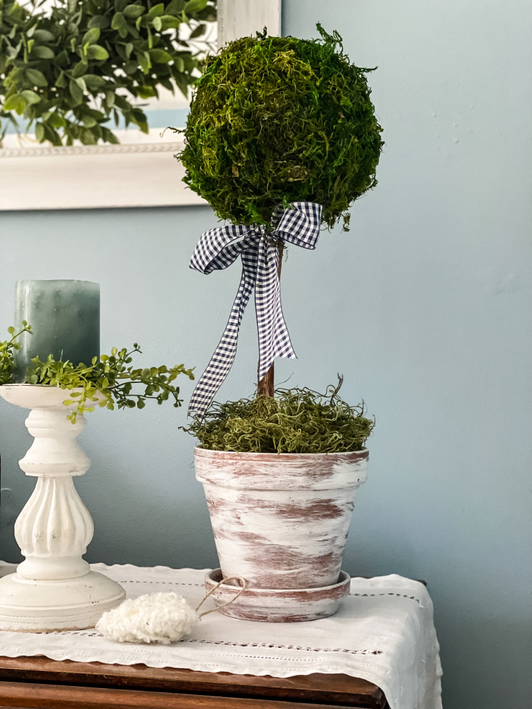 Add a touch of classic greenery to your space!  Learn how to make this simple and inexpensive DIY topiary in 5 easy steps! 