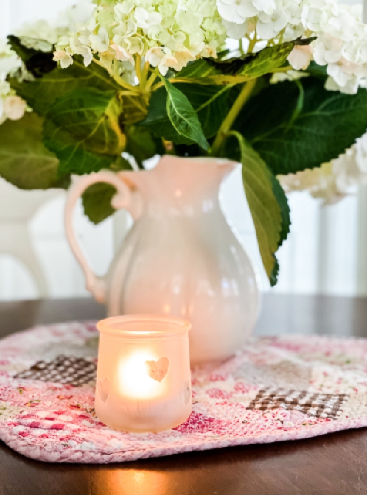 Floral Candle with Pink Flower - Clear Jar