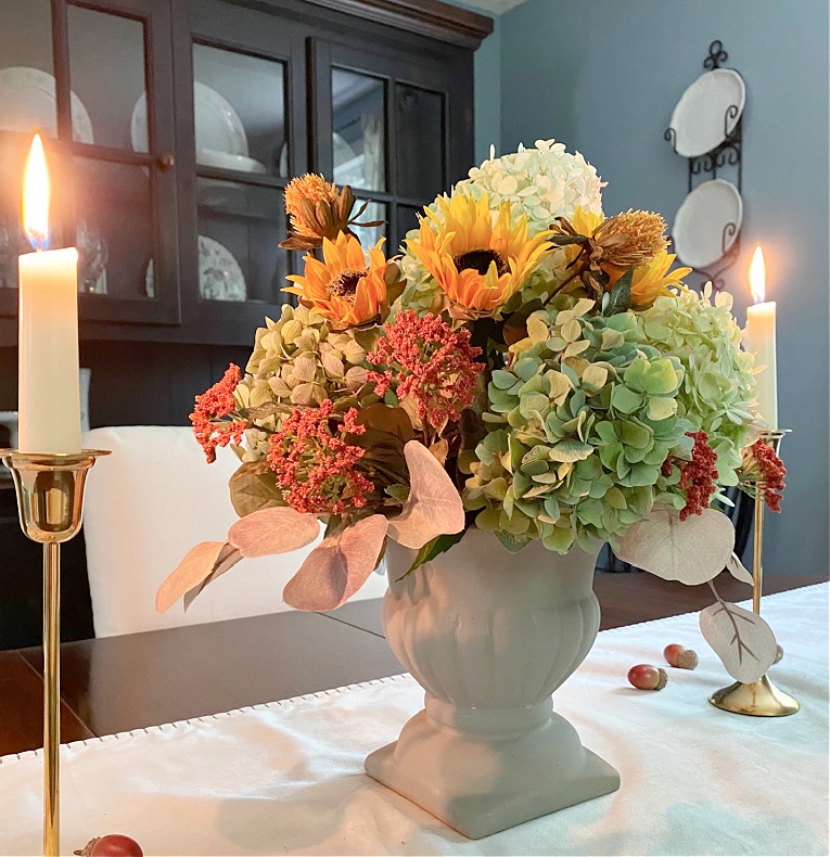 Make a Fall Centerpiece Mixing Fresh and Faux Flowers