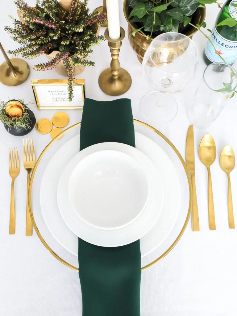 view of St. Patrick's Day tablescape