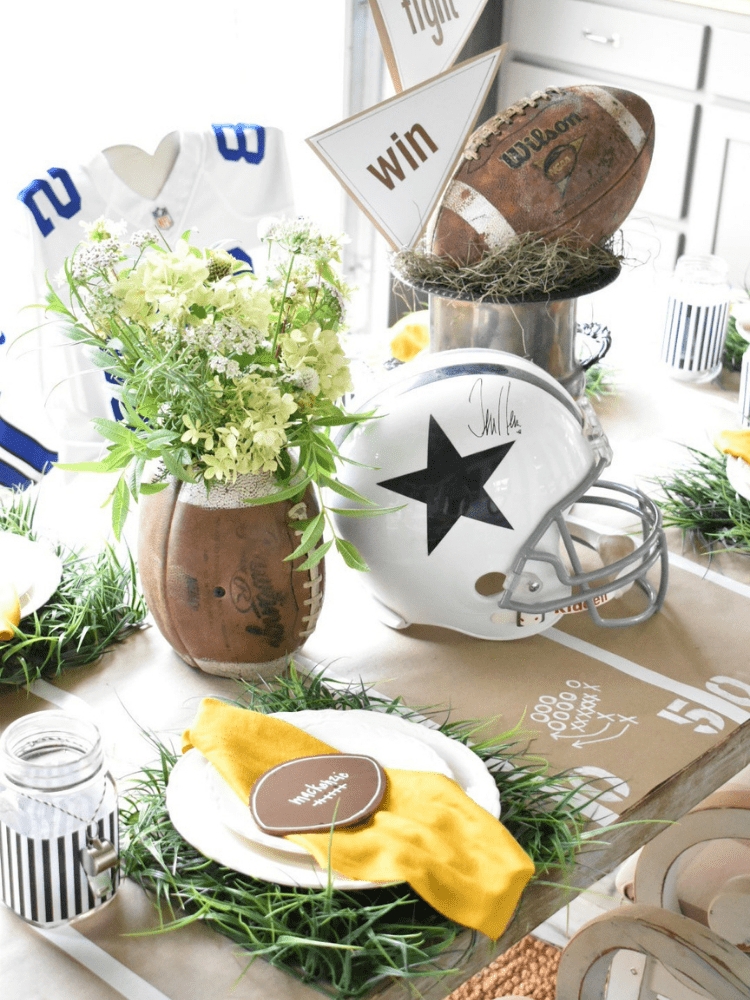 Vintage Home Designs football themed tablescape