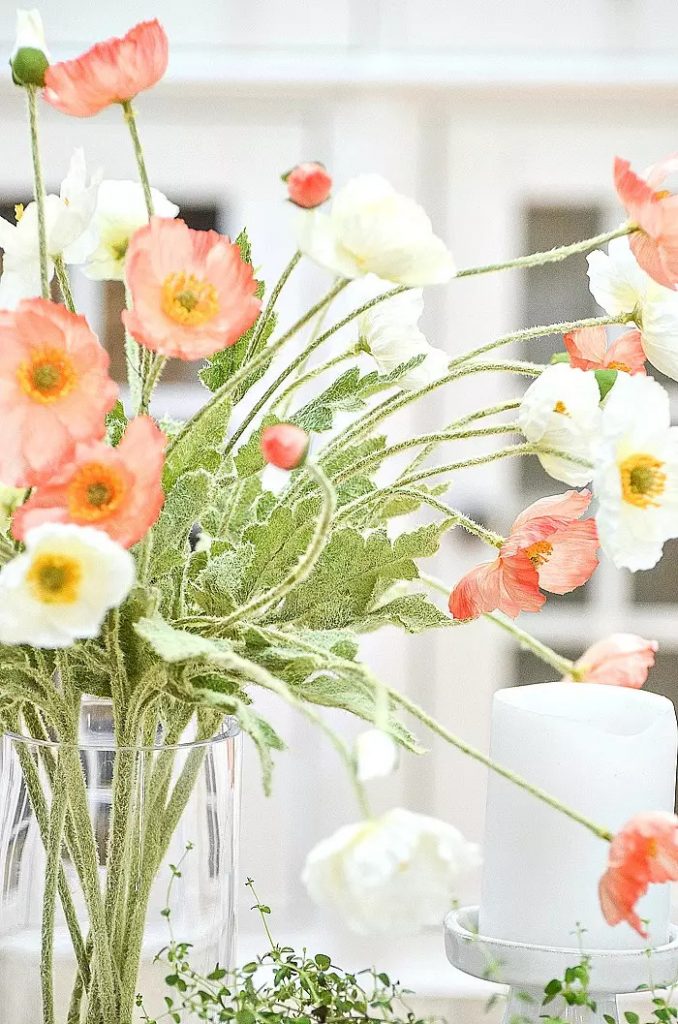 faux poppies in vase