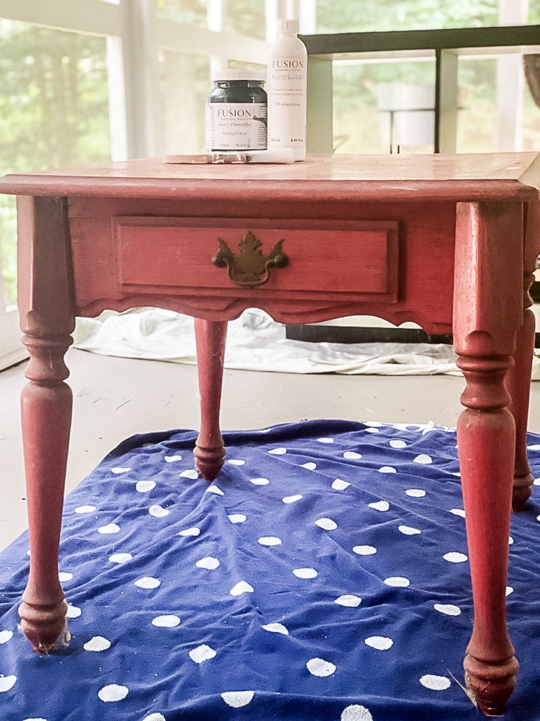 red table before painting 