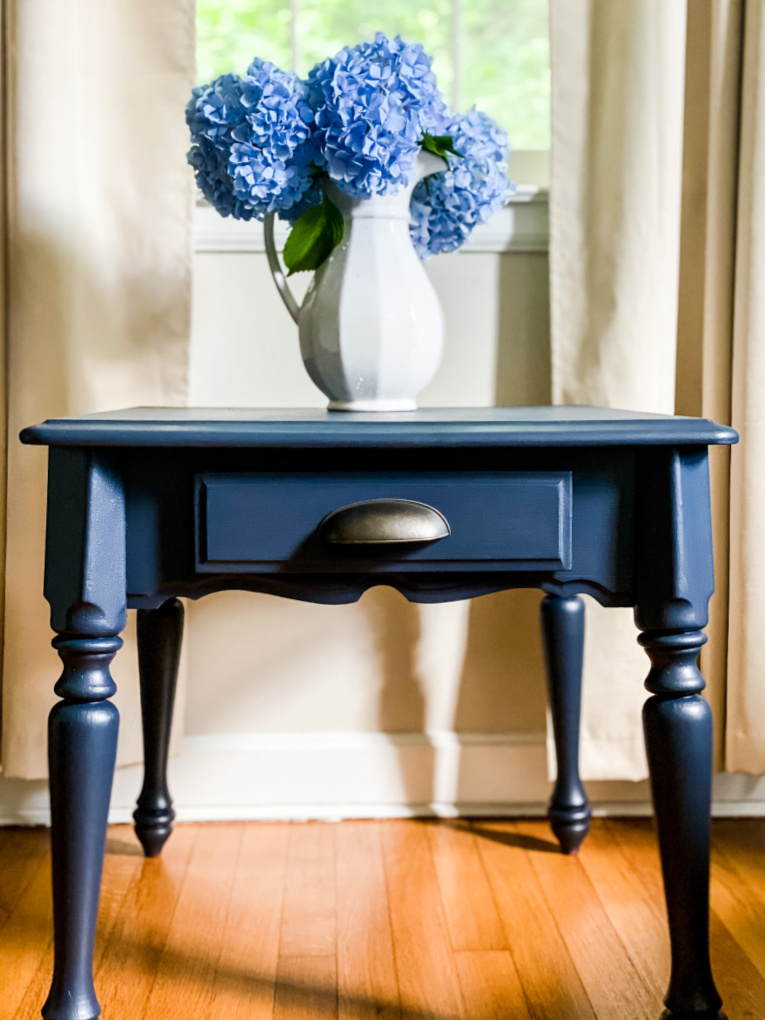 view of midnight blue painted table