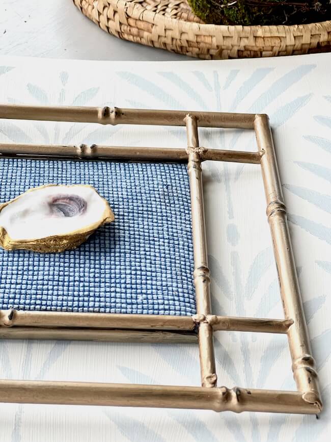 Perfecting places blue and gold diy shell art