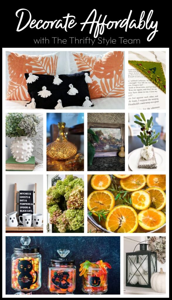 collage of fall home decor projects from The Thrifty Style Team
