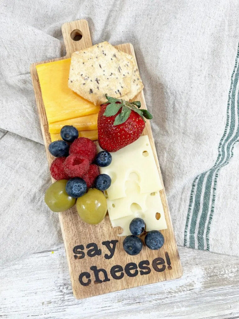 diy wood burned charcuterie board vertical